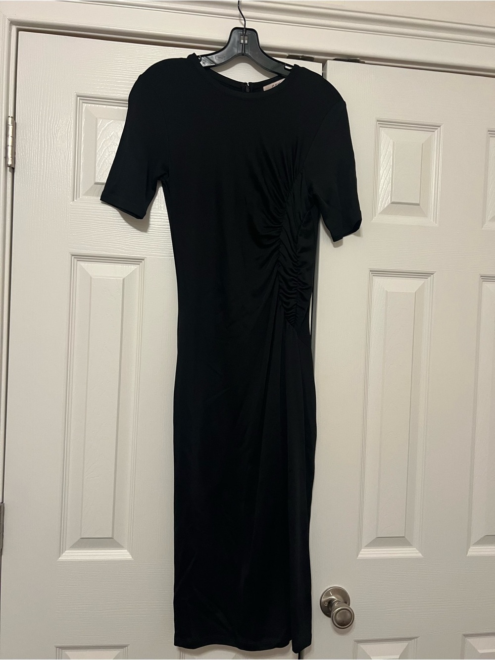 Et Ochs The Isabelle Classic Black Ruched Midi Dress size 4